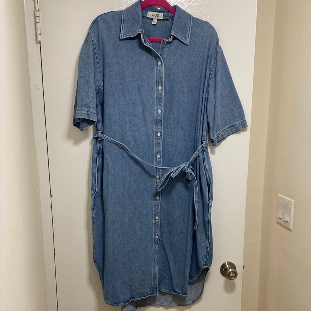 COS button down denim dress